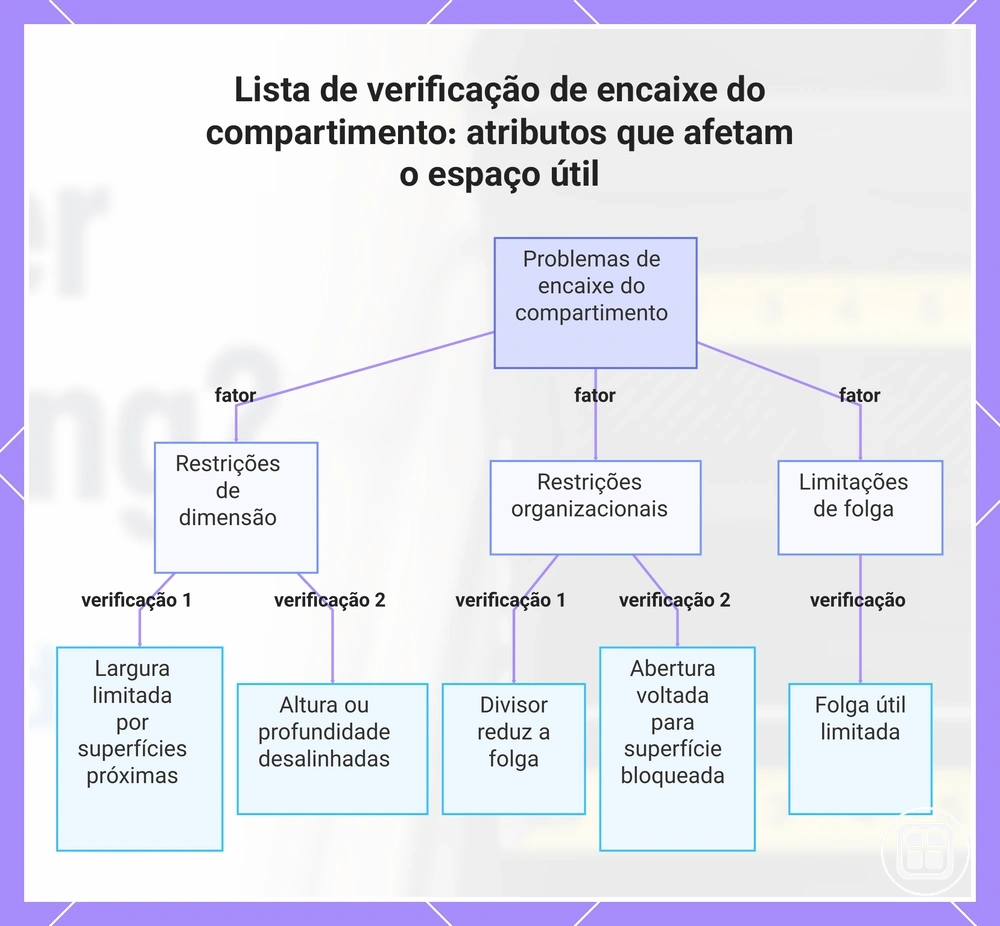Lista de verificação de encaixe do compartimento: atributos que afetam o espaço útil