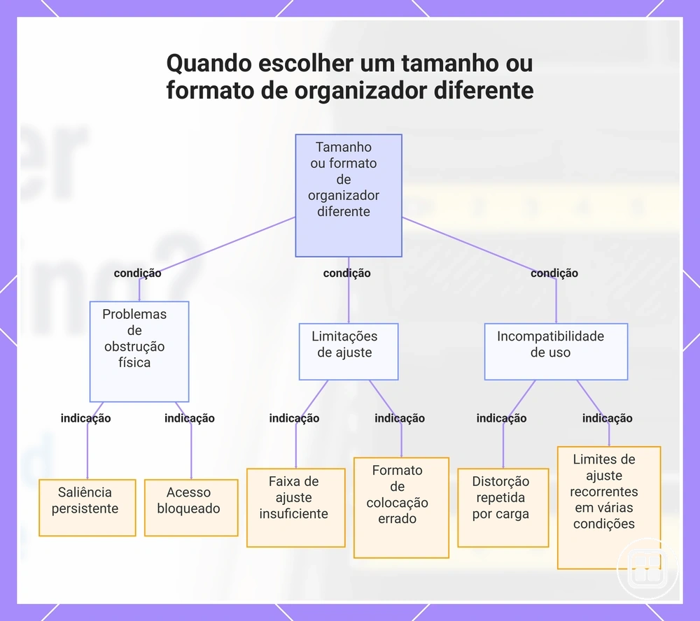 Quando escolher um tamanho ou formato de organizador diferente