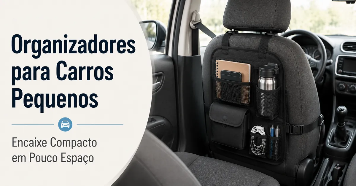 Organizador compacto instalado no interior de um carro pequeno com espaço de armazenamento limitado