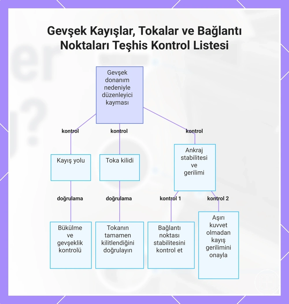 Gevşek Kayışlar, Tokalar ve Bağlantı Noktaları Teşhis Kontrol Listesi