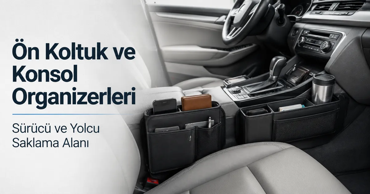 Sürücü ve yolcu saklama alanlarının yakınına yerleştirilmiş ön koltuk ve konsol organizerleri